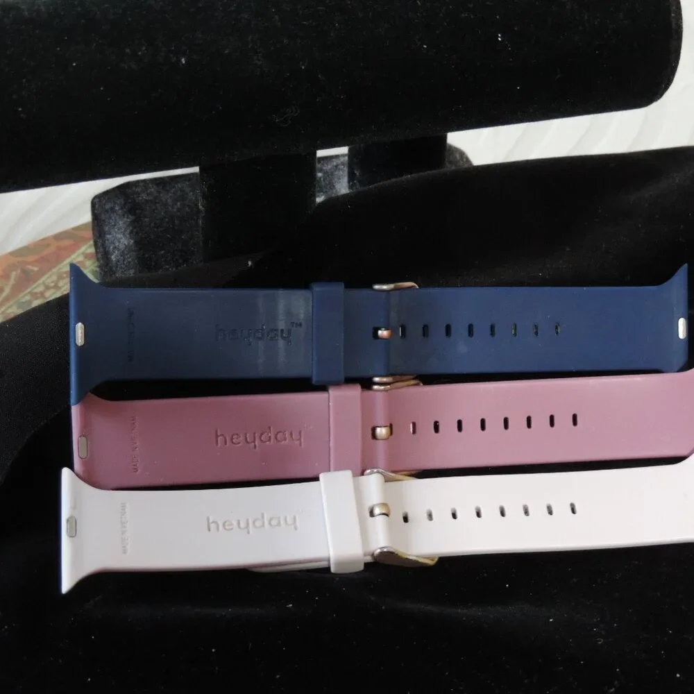HEYDAY Three (3) Silicone Smartwatch bands Navy Pink Lavender